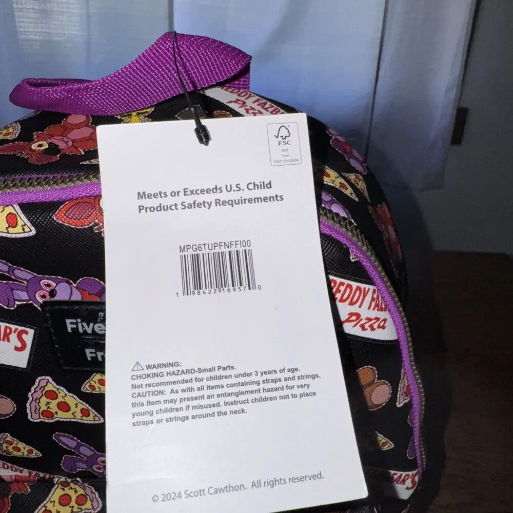 Five Nights at Freddy's Pizza Print Mini Backpack New With Tags